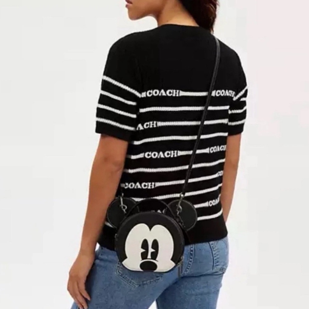NWT Coach Disney X Black Leather Mickey Mouse Crossbody Bag - Picture 7 of 11
